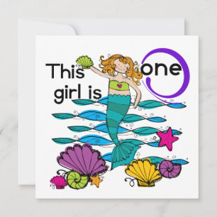Mermaid 1st Birthday Tshirts and Gifts Invitation
