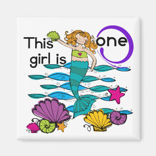 Mermaid 1st Birthday Tshirts and Gifts Magnet