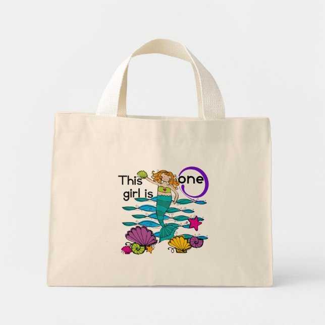 Mermaid 1st Birthday Tshirts and Gifts Mini Tote Bag (Front)