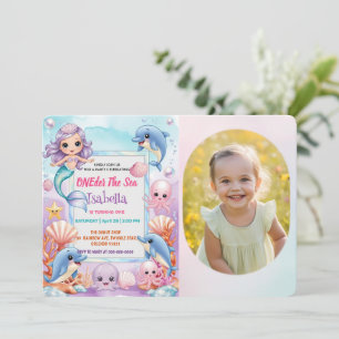 Mermaid 1st Photo Under the sea birthday Invitation