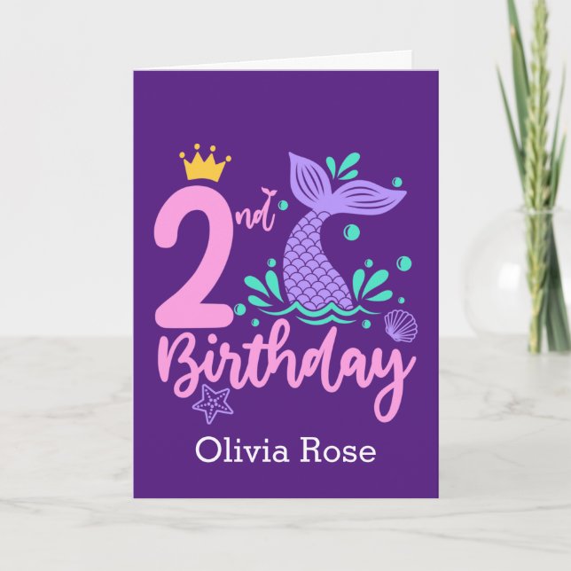 Mermaid 2nd Birthday Card (Front)
