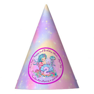 Mermaid 2nd Birthday Change Edit Text Personalise Party Hat