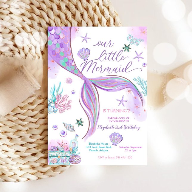 Mermaid 2nd Birthday Party Invitation (Creator Uploaded)