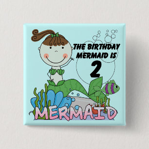Mermaid 2nd Birthday Tshirts and Gifts 15 Cm Square Badge