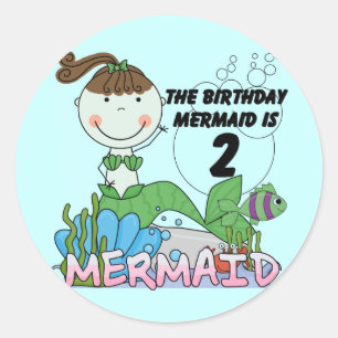 Mermaid 2nd Birthday Tshirts and Gifts Classic Round Sticker