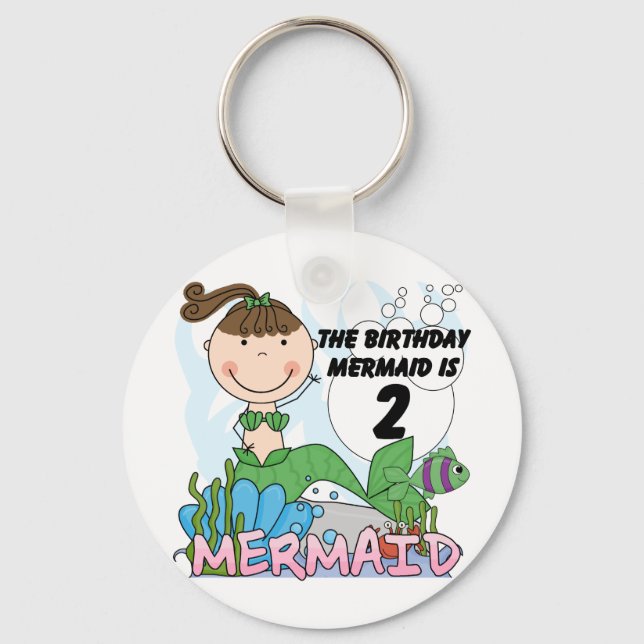 Mermaid 2nd Birthday Tshirts and Gifts Key Ring (Front)