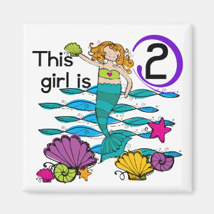 Mermaid 2nd Birthday Tshirts and Gifts Magnet