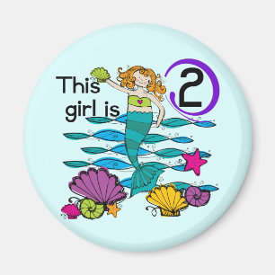 Mermaid 2nd Birthday Tshirts and Gifts Magnet