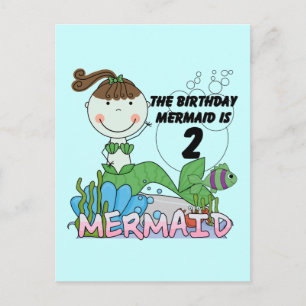 Mermaid 2nd Birthday Tshirts and Gifts Postcard