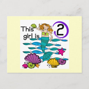 Mermaid 2nd Birthday Tshirts and Gifts Postcard