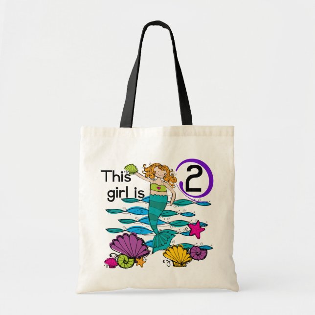 Mermaid 2nd Birthday Tshirts and Gifts Tote Bag (Front)