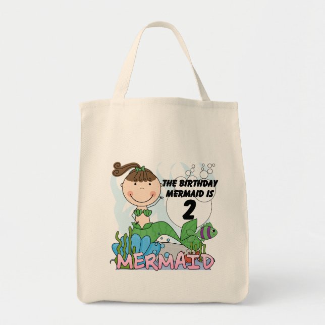 Mermaid 2nd Birthday Tshirts and Gifts Tote Bag (Front)