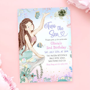 Mermaid 2nd Birthday Two The Sea Party  Invitation