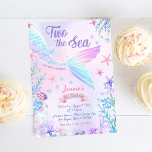  Mermaid 2nd Birthday Two The Sea Party  Invitation