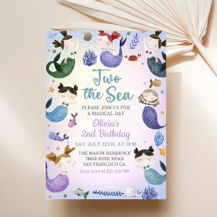 Mermaid 2nd Birthday Two The Sea Party  Invitation
