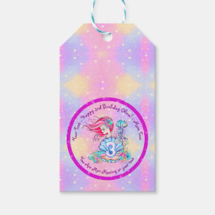 Mermaid 3rd Birthday Change Edit Text Personalise  Gift Tags