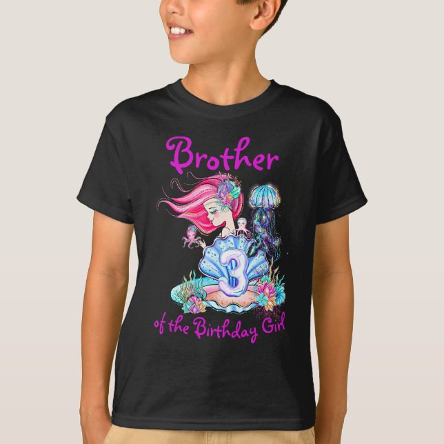 Mermaid 3rd Birthday Change Edit Text Personalise  T-Shirt (Front)