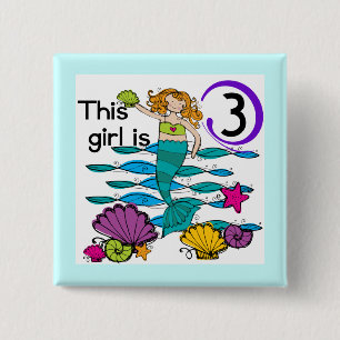 Mermaid 3rd Birthday T shirts and Gifts 15 Cm Square Badge