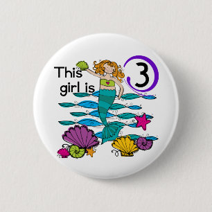 Mermaid 3rd Birthday T shirts and Gifts 6 Cm Round Badge