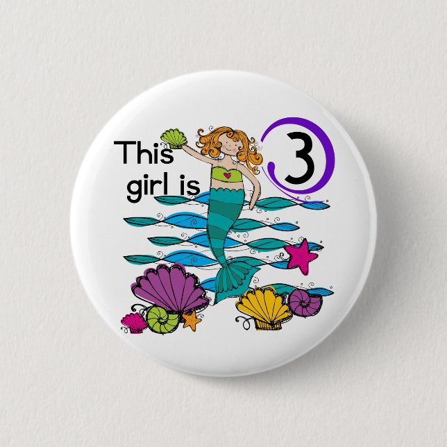 Mermaid 3rd Birthday T shirts and Gifts 6 Cm Round Badge (Front)