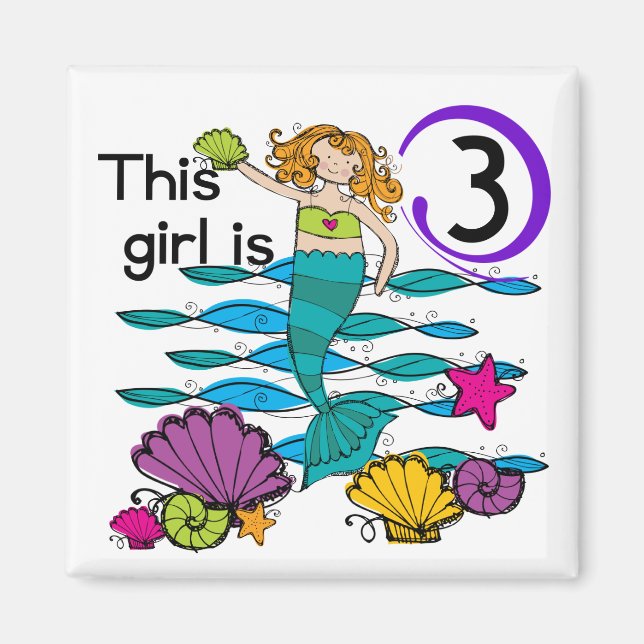Mermaid 3rd Birthday T shirts and Gifts Magnet (Front)