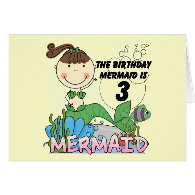 Mermaid 3rd Birthday Tshirts and Gifts (Front Horizontal)