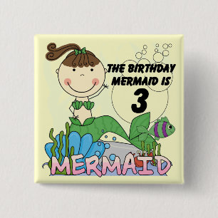 Mermaid 3rd Birthday Tshirts and Gifts 15 Cm Square Badge