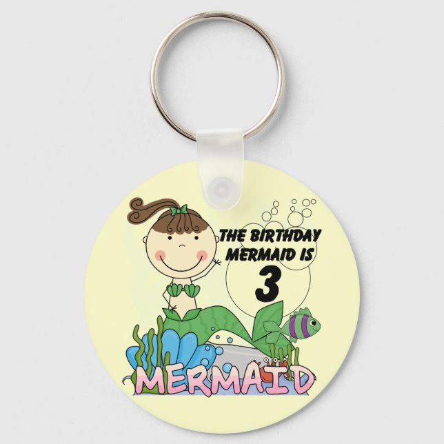Mermaid 3rd Birthday Tshirts and Gifts Key Ring (Front)