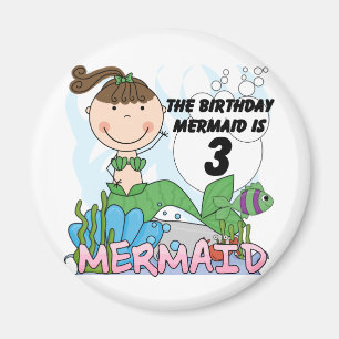 Mermaid 3rd Birthday Tshirts and Gifts Magnet