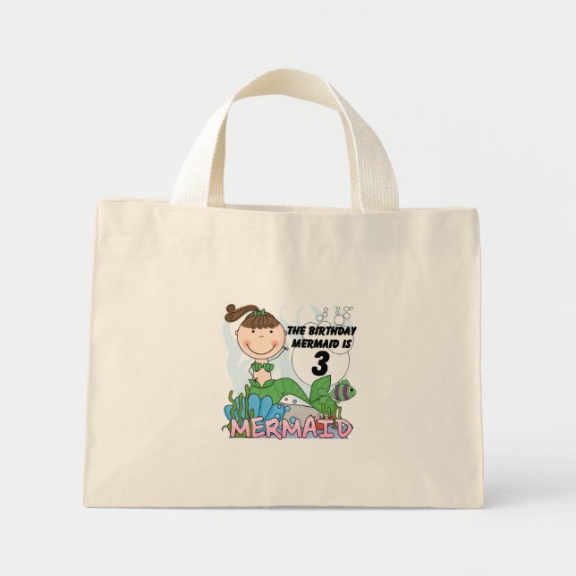 Mermaid 3rd Birthday Tshirts and Gifts Mini Tote Bag (Front)