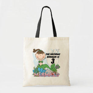 Mermaid 3rd Birthday Tshirts and Gifts Tote Bag