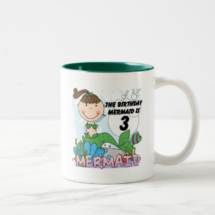 Mermaid 3rd Birthday Tshirts and Gifts Two-Tone Coffee Mug