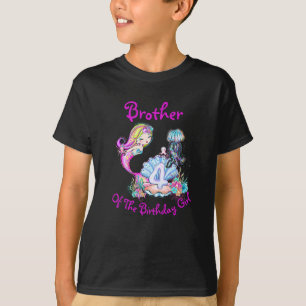 Mermaid 4th Birthday Edit Change Name Text Brother T-Shirt
