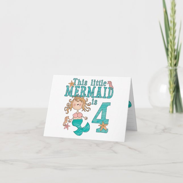 Mermaid 4th Birthday Invitations (Front)