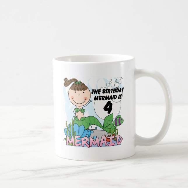 Mermaid 4th Birthday T-shirts and Gifts Coffee Mug (Right)