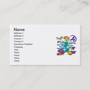 Mermaid 4th Birthday Tshirts and Gifts Business Card