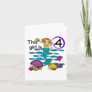 Mermaid 4th Birthday Tshirts and Gifts Card