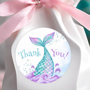 Mermaid 5th Birthday Dive into Five  Classic Round Sticker