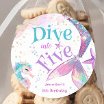 Mermaid 5th Birthday Dive into Five Classic Round Sticker<br><div class="desc">Spread gratitude and joy with our "Dive into Five" Mermaid 5th BirthdayStickers! The perfect finishing touch to express your appreciation. Shop now and add a touch of sweetness to your thank-you favours!</div>