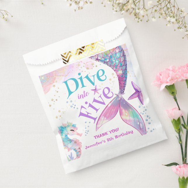 Mermaid 5th Birthday Dive into Five Favour Bags (Sealed)