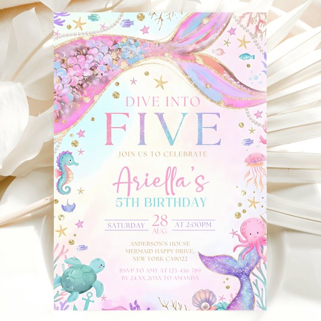 Mermaid 5Th Birthday Invitation (Creator Uploaded)