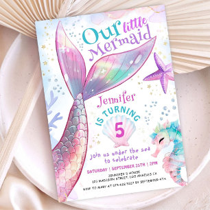 Mermaid 5th Birthday Under The Sea Little Mermaid Invitation
