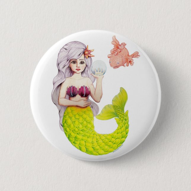 Mermaid 6 Cm Round Badge (Front)