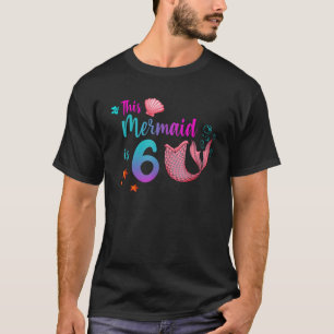 Mermaid 6th Birthday Squad Girl Tail 6 yo Swim Fun T-Shirt