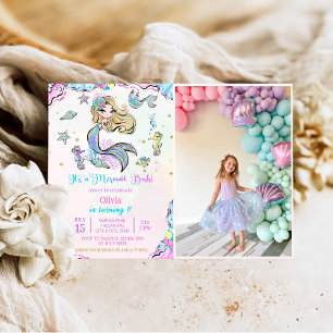 Mermaid 7th Birthday Mermaid Party Photo Invitation
