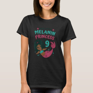 Mermaid 9th Bday Black Melanin Princess Afro Girl T-Shirt