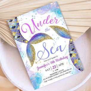 Mermaid 9th Birthday Girl Under the Sea Invitation