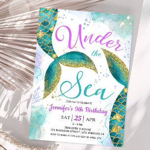 Mermaid 9th Birthday Party Invite Under the Sea