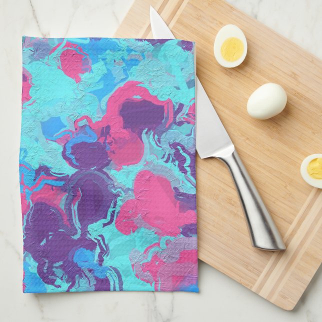 Mermaid Abstract Splatter Tea Towel (Quarter Fold)