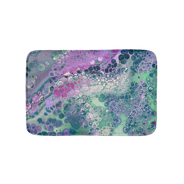 Mermaid Acrylic Pour, Cool Colourful Abstract Bath Mat (Front)